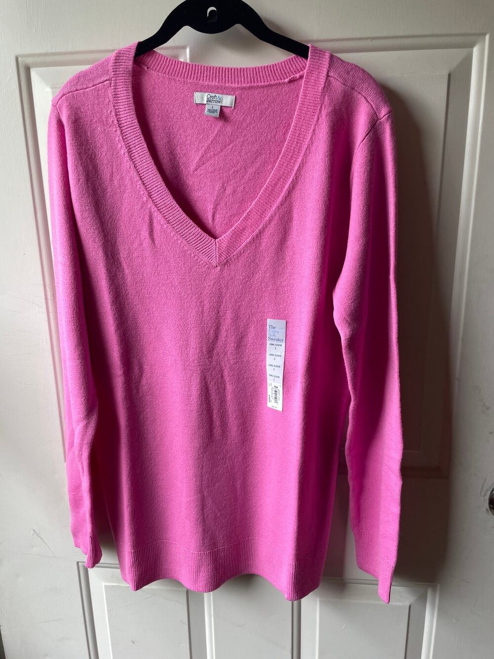 Croft & Barrow The Extra Soft Sweater L/S 660 Super Pink Size L